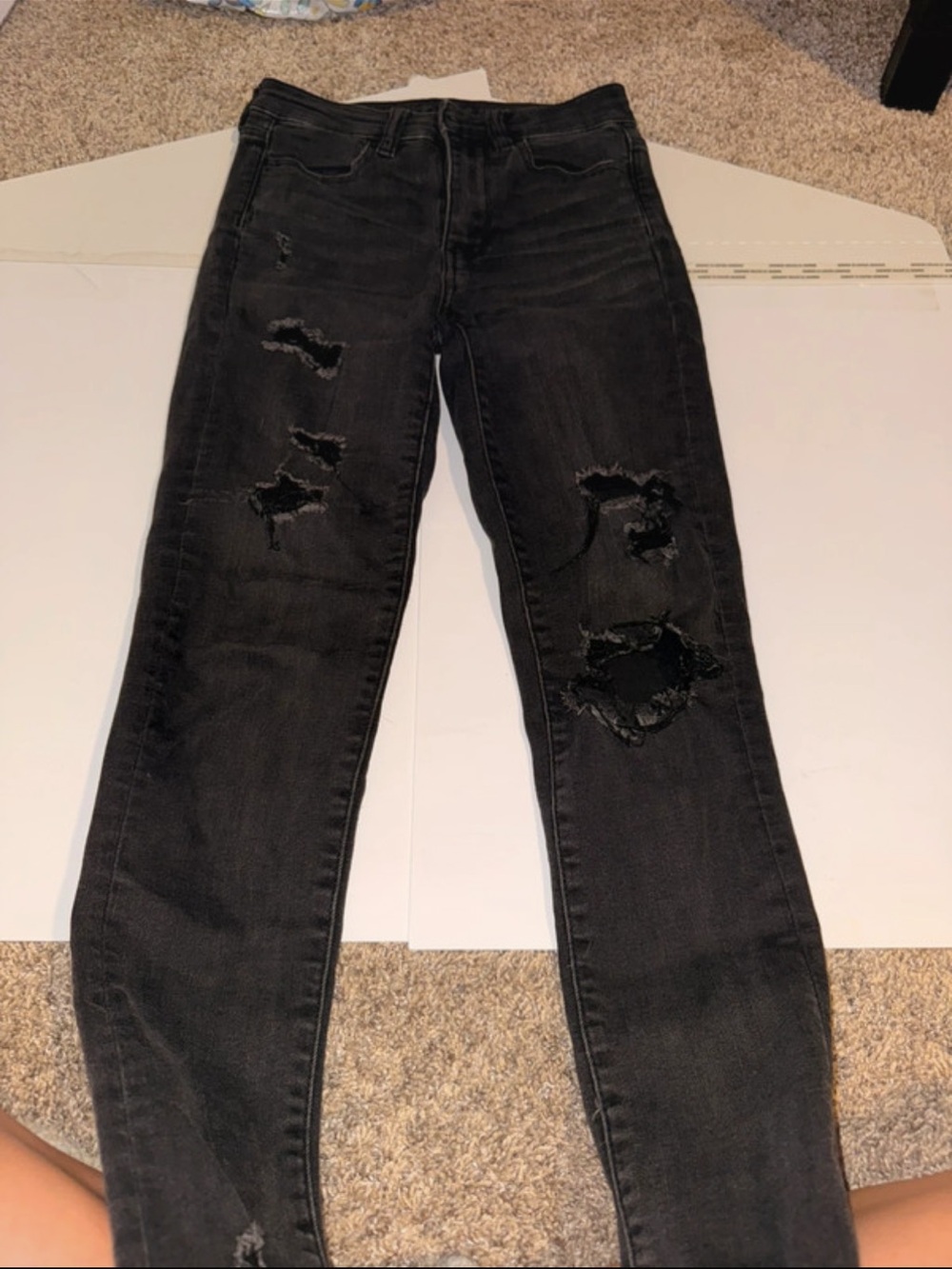 American Eagle Outfitters Black Distressed Skinny Jeans